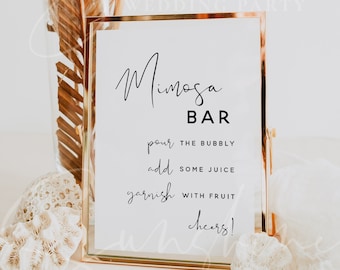 Mimosa Bar Sign, Modern Minimalist Mimosa Bar Sign, Wedding Mimosa Bar Sign, Instant Download, DIY Editable, Baby Shower, Bridal Shower, M8