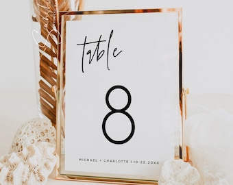 Minimalist Table Number Sign Template, Simple Table Numbers, Modern Minimalist, Table Number Cards, Printable Signs, Instant Download, M7