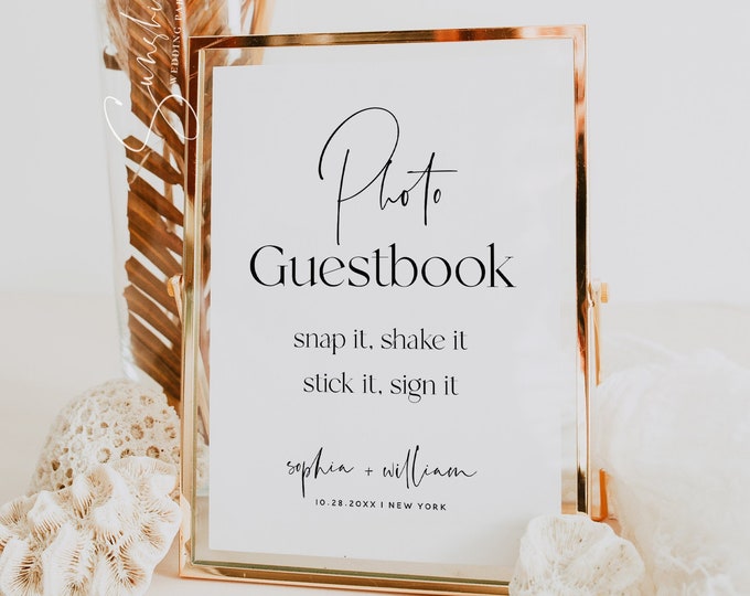 Photo Guestbook Sign, Wedding Photo Guest Book Sign, Photo Booth Sign, Editable Template, Wedding Guestbook Sign, Wedding Signs, M15