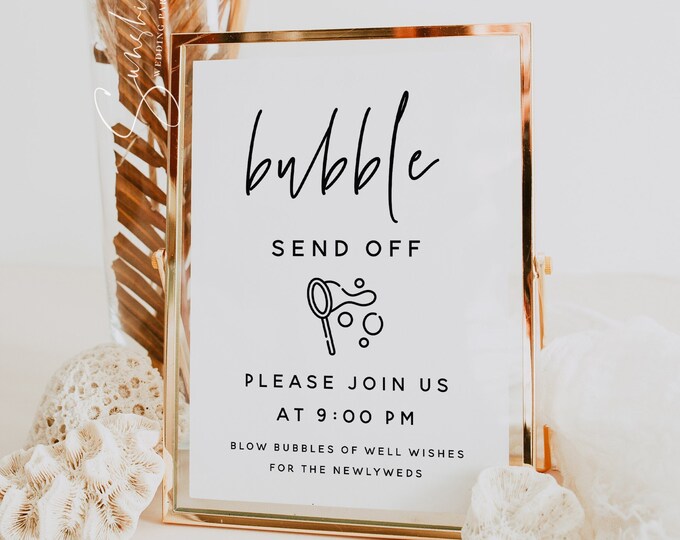 Bubble Send Off Sign Template, Minimalist Wedding, Bubble Send Off Sign, Newlywed Send Off Sign, Printable Signs, Instant Download, M7