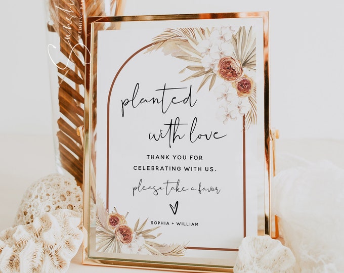 Planted with Love Sign Template, Terracotta Wedding, Bohemian Wedding, Wedding Signs, Wedding Printable, Bridal Shower, Instant Download, T4