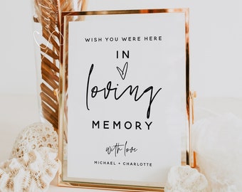 Wish You Were Here Sign, In Loving Memory Sign, Minimalist Wedding, Modern Wedding, Watching From Heaven Sign, Editable Template, M7