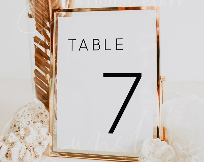 Wedding Table Number Template, Simple Table Numbers, Modern Minimalist Table Numbers Printable, Clean Table Number Cards Instant Download M9