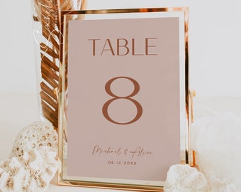 Terracotta Wedding Table Numbers Template (4x6 & 5x7), Printable Table Numbers, Editable Table Numbers, Wedding Table Number Cards, T1