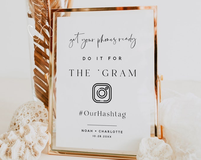 Instagram Hashtag Sign Template, Do It For the Gram Sign, Modern Minimalist, Share The Love Sign, Photo Booth Sign, Editable Template, M15