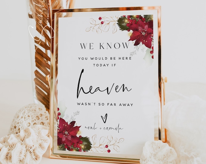 We Know You Would be Here Today if Heaven Wasn't So Far Away, Memorial Sign, In Loving Memory Sign, Christmas Wedding, Memory Sign, F25