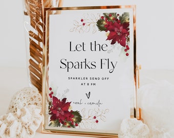 Let the Sparks Fly Sign, Sparklers Send Off Sign, Christmas Wedding, Sparklers Sign, Wedding Send Off Sign Template, Printable Signs, F25