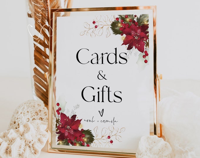 Christmas Cards and Gifts Sign Template, Christmas Wedding, Cards and Gifts Sign, Printable Signs, Baby Shower, Bridal Shower, F25