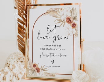 Let Love Grow Sign Template, Terracotta Wedding, Bohemian Wedding, Wedding Signs, Wedding Printable, Bridal Shower, Instant Download, T4