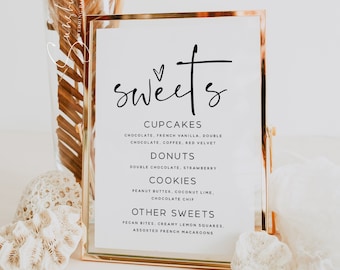 Minimalist Sweets Dessert Sign Template for Wedding, Bridal Shower, Baby Shower, Birthday, Baptism, Modern Wedding, Instant Download, M17