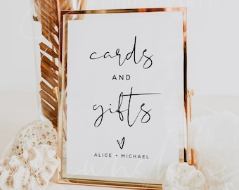 Cards and Gifts Sign Template, Wedding Cards and Gifts Signs, Printable Signs, Baby Shower, Bridal Shower, Instant Download, Templett, M8