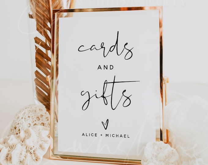 Cards and Gifts Sign Template, Wedding Cards and Gifts Signs, Printable Signs, Baby Shower, Bridal Shower, Instant Download, Templett, M8