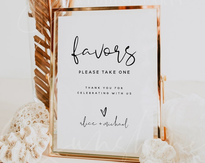 Favors Sign Template, Wedding Minimalist Favors Signs, Printable Favors Sign Template, Wedding Favors Signs, Instant Download, Templett, M8