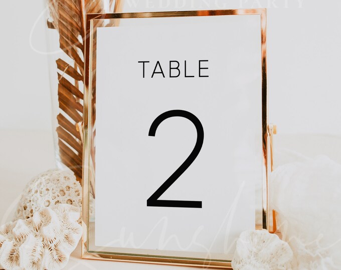 Wedding Table Number Template, Simple Table Numbers, Modern Minimalist Table Numbers Printable, Clean Table Number Cards Instant Download M9