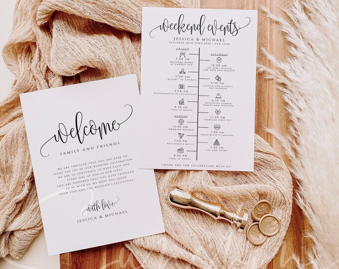 Wedding Weekend Timeline Template Rustic Wedding Timeline DIY Weekend Timeline Template Printable Editable Sign Instant Download Templett R1