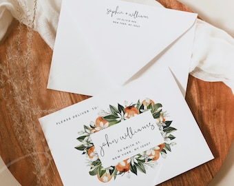 Wedding Envelope Template, Citrus Orange DIY Wedding A7 A6 A1 Envelope, Printable Envelope, Editable Envelope Template, Instant Download, C2