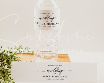 Modern Wedding Water Bottle Label Template, Minimalist Printable Labels, DIY Wedding Label, Editable Labels, Instant Download, Templett, R2