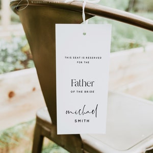 Elegant Wedding Reserved Seating Tag Template, Modern Minimalist, Seating Tags, Chair Tag Template, Reserved Chair Tag, Wedding Tags, M15