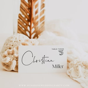 Plantillas para tarjetas de lugar de boda, minimalistas modernas, tarjetas de lugar planas, tarjetas de lugar plegables, tarjetas de lugar de boda, descarga instantánea, M15