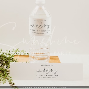 Wedding Water Bottle Label Template, Printable Water Bottle Labels, DIY Wedding Labels, Editable Labels, Instant Download, Templett, M8