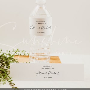 Modern Wedding Water Bottle Label Template, Minimalist Printable Labels, DIY Wedding Label, Editable Labels, Instant Download, Templett, M3