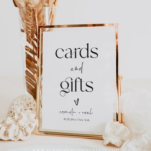 Cards and Gifts Sign Template, Modern Wedding, Elegant Wedding, Cards and Gifts Signs, Baby Shower, Bridal Shower, Instant Download, M15