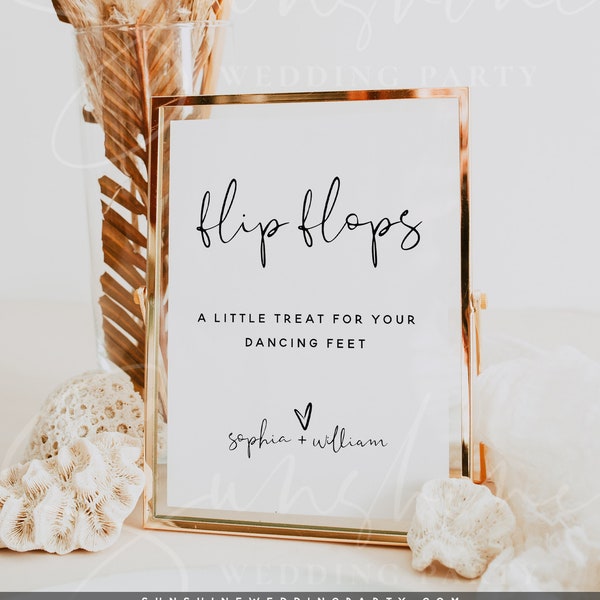 Flip Flops Sign Template, Wedding Signs, Printable Flip Flops Signs, Editable Template, Modern Wedding Signs, Instant Download, Templett, M8