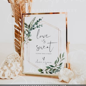 Love is Sweet Sign, Greenery Wedding Sign Template, Printable Love is Sweet Signs, Greenery Wedding Signs, Instant Download, Templett, G5