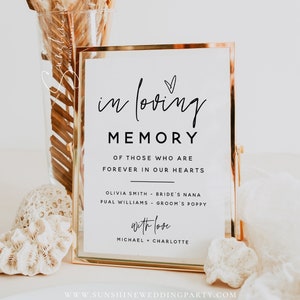 In Loving Memory Sign Template, Minimalist Wedding Sign, Wedding Memory Sign, In Loving Memory Sign, Printable Signs, Instant Download, M7