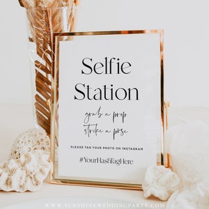 Selfie Station Sign Template, Wedding Selfie Station Sign, Modern Elegant, Selfie Station Sign, Modern Minimalist, Instant Download, M15
