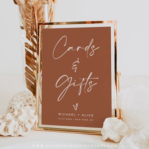 Terracotta Cards and Gifts Sign Template, Minimalist Wedding, Cards and Gifts Sign, Boho Wedding, Printable Signs, Editable Template, T1