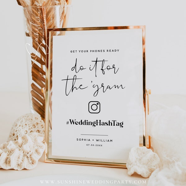 Minimalist Wedding Hashtag Sign, Do It For The 'Gram Sign, Printable Hashtag Sign, Modern Instagram Hashtag Sign, Bohemian Wedding DIY, M8