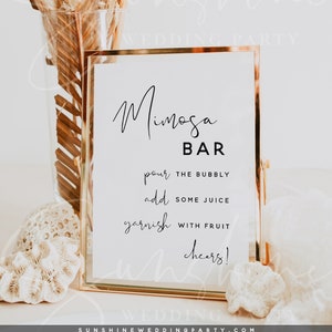 Mimosa Bar Sign, Modern Minimalist Mimosa Bar Sign, Wedding Mimosa Bar Sign, Instant Download, DIY Editable, Baby Shower, Bridal Shower, M8