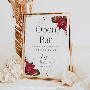 Christmas Open Bar Sign Template, Wedding Open Bar Sign, Personalized Open Bar Sign, Alcohol Drink Bar Sign, Printable Signs, DIY, F25