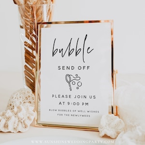 Bubble Send Off Sign Template, Minimalist Wedding, Bubble Send Off Sign, Newlywed Send Off Sign, Printable Signs, Instant Download, M7