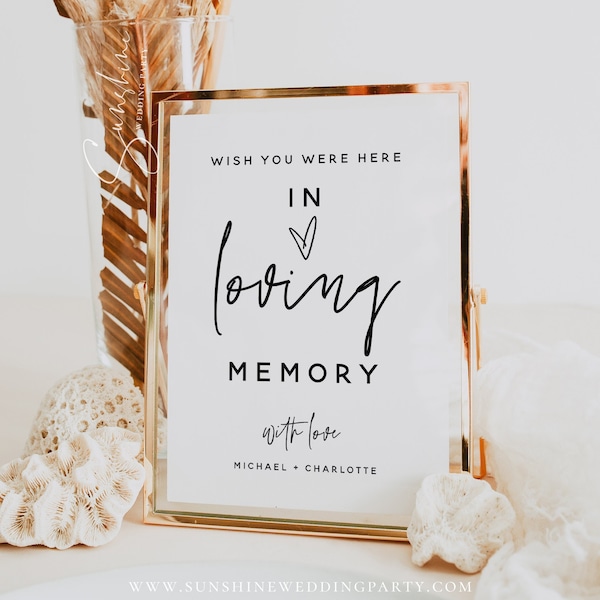 Wish You Were Here Sign, In Loving Memory Sign, Minimalist Wedding, Modern Wedding, Watching From Heaven Sign, Editable Template, M7