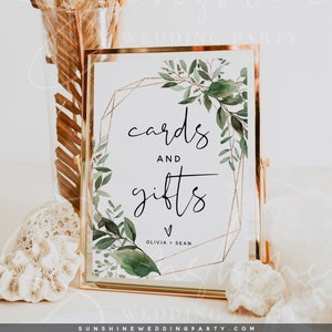 Greenery Cards and Gifts Signs Template, Wedding Cards and Gifts Signs, Printable Signs, Editable Template, Instant Download, Templett, G5