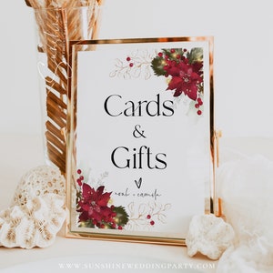Modello di cartello per biglietti e regali di Natale, matrimonio di Natale, cartello per biglietti e regali, cartelli stampabili, baby shower, addio al nubilato, F25