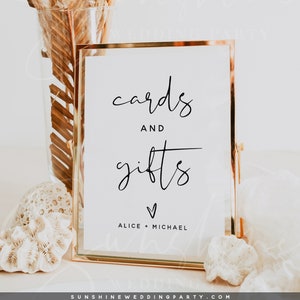 Cards and Gifts Sign Template, Wedding Cards and Gifts Signs, Printable Signs, Baby Shower, Bridal Shower, Instant Download, Templett, M8