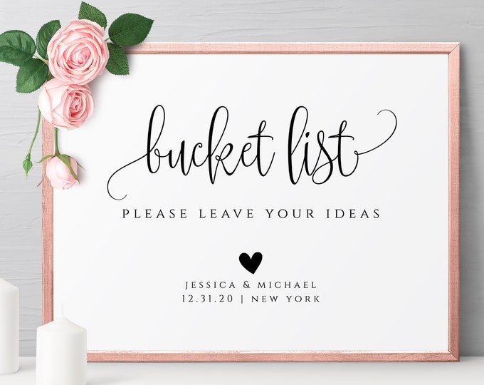 Bucket List Sign Template Wedding Signs Ceremony Sings Bucket List Signs Printable Signs Editable Wedding Signs Instant Download Templett R1