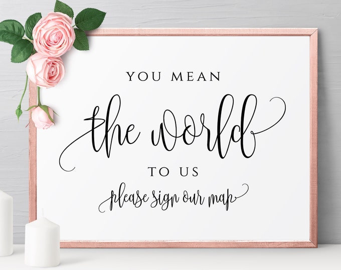 You Mean the World to Us Sign Template Wedding Sign Printable Editable Sign Template Wedding Sign Template Sign Instant Download Templett R1