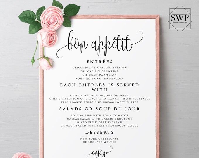 Bon Appetit Sign Wedding Ceremony Sign Bon Appetit Signs Wedding Sign Printable Editable Wedding Ceremony Signs Instant Download Templett R1