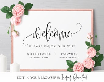 Wifi Password Sign Printable Instant Download Wifi Sign Template Home Wifi Network Editable PDF Wifi Sign Fully Editable Instant Download R1