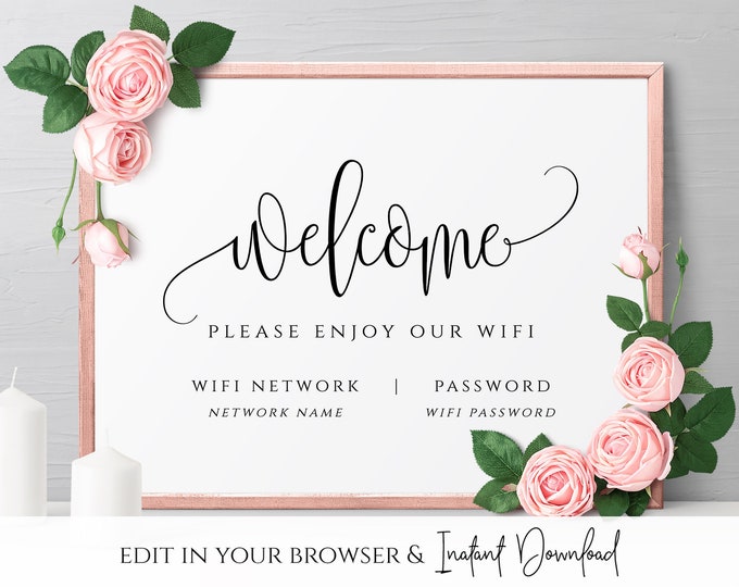 Wifi Password Sign Printable Instant Download Wifi Sign Template Home Wifi Network Editable PDF Wifi Sign Fully Editable Instant Download R1