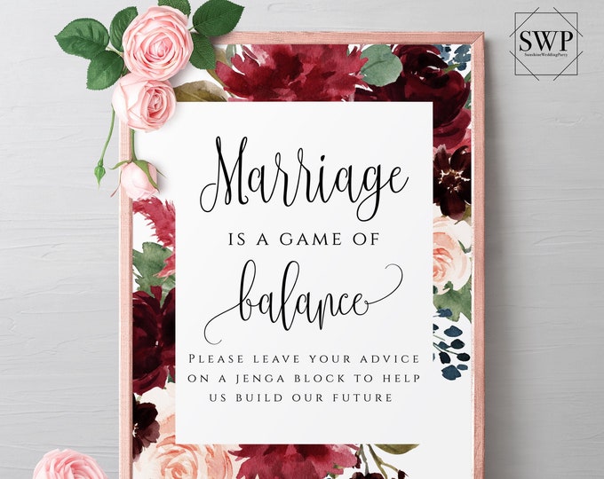 Marriage is a game of balance Sign Wedding Sign Template Wedding Ceremony Sign Printable Editable Wedding Signs Instant Download Templett F3