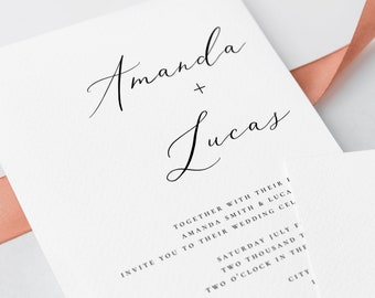 Modern Minimalist Wedding Invitation Template, Elegant Wedding, Printable Invitation, DIY Editable Template, Wedding Invitation Card, R3