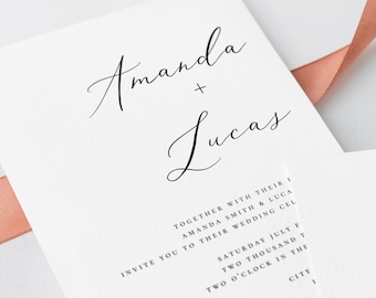 Modern Minimalist Wedding Invitation Template, Elegant Wedding, Printable Invitation, DIY Editable Template, Wedding Invitation Card, R3