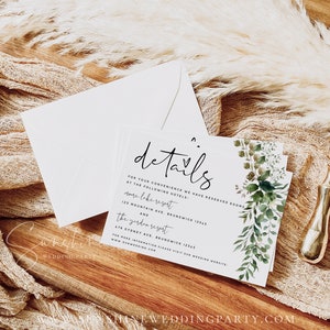 Eucalyptus Greenery Wedding Invitation Kit Template, Wedding Invitation Suite, Invitation Set, Details Card, RSVP Card, Instant Download, G5 image 4