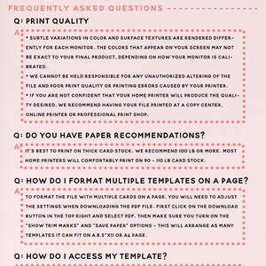May include: A pink and white graphic with the text "Super easy to use Stationery Templates" and a list of frequently asked questions about print quality, paper recommendations, formatting multiple templates on a page, and accessing templates. The graphic also includes the text "Sunshine Wedding Party.com".