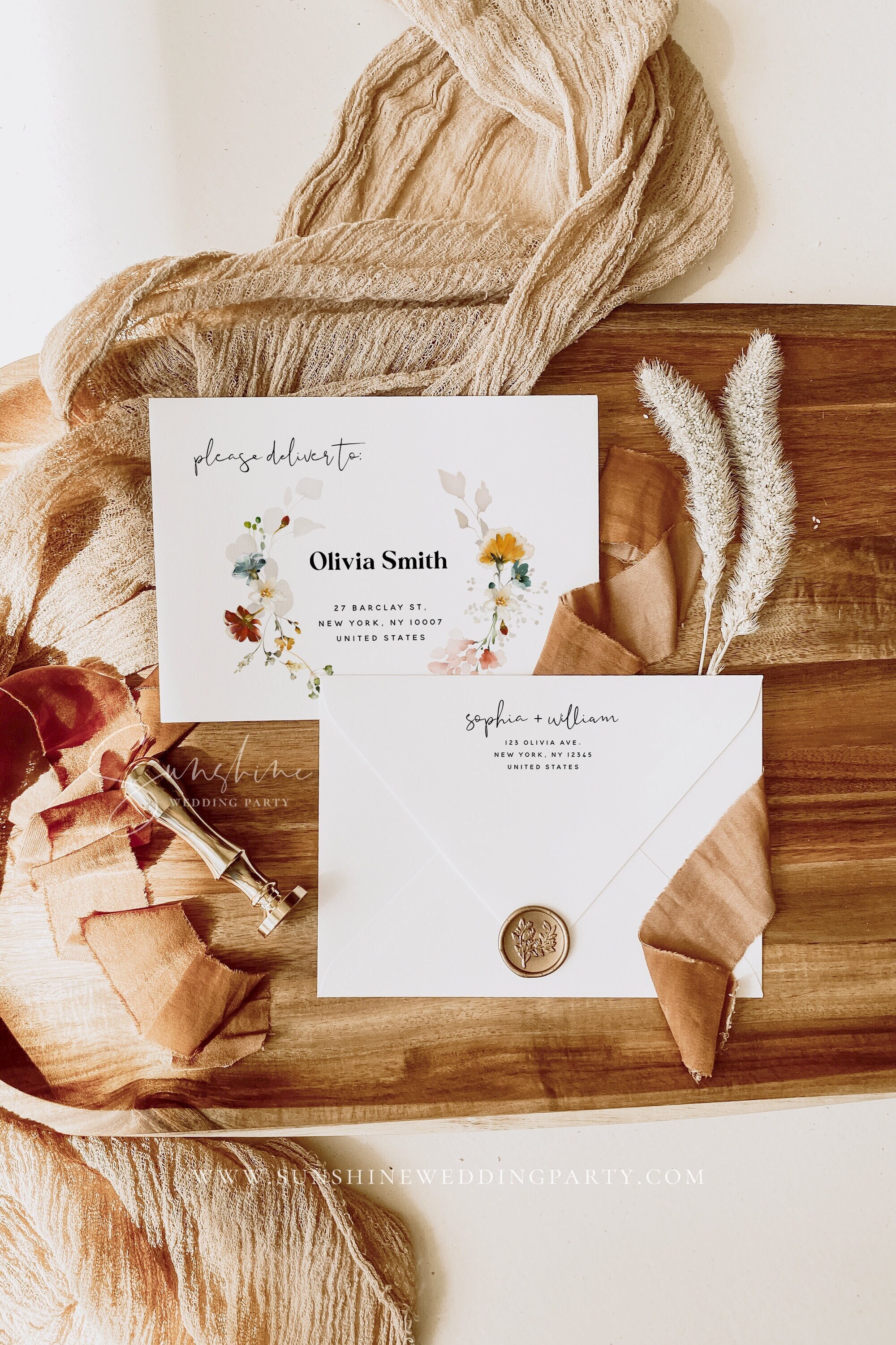 Wedding Envelope Template Garden Flowers Envelope Template Etsy